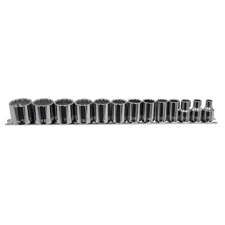 K-Tool International Shllow SAE Socket Set, 3/8"Dr, 12Pt, 13pcs. KTI-22501